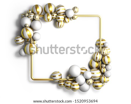 abstract light color frame as background with striped elegant balls 3d render image