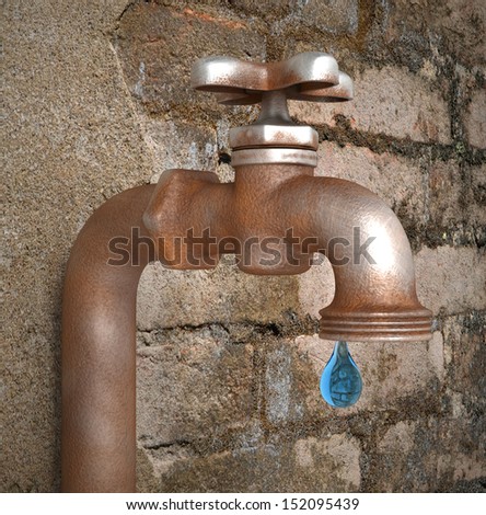 Dripping tap with drop 