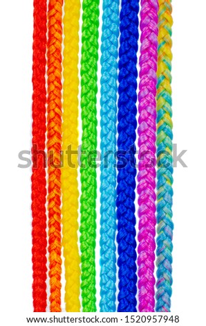 colored rainbow pigtails on a white background
