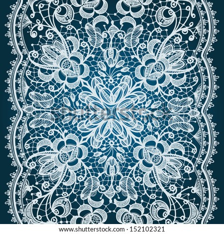 Abstract Lace Ribbon Vertical Seamless Pattern. Template frame design for card. Lace Doily. Can be used for packaging, invitations, and template. 