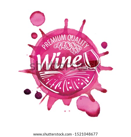 Vector logo of red wine splashed on white background