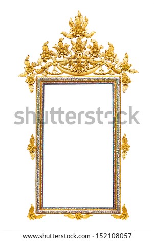 Golden Thai rectangle style frame isolated on white background