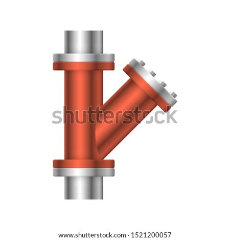 Pipe icon and flange fitting for pipeline connection with valve and other pipe. Using for transportation liquid or gas i.e. crude, oil, natural gas, sewage, wastewater. Also for plumbing, irrigation.