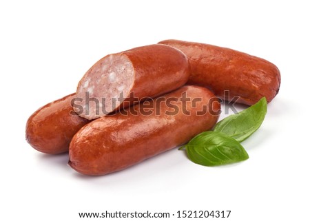 Oktoberfest Smoked pork Sausages, isolated on white background.