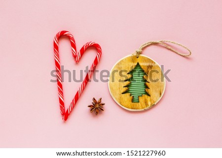 Christmas pink background Creative Flat layout top view composition