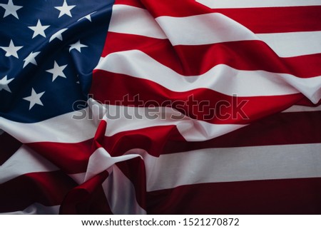 American flag waving in the wind. Flag USA as a patriotic background