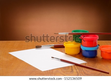 Blank sheet of paper and drawing accessories
