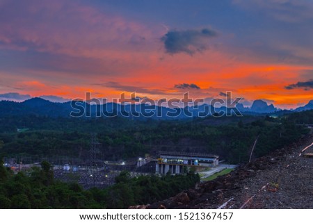 
Sunset at Ratchaprapa Power Plant,Surat thani,Thailand.