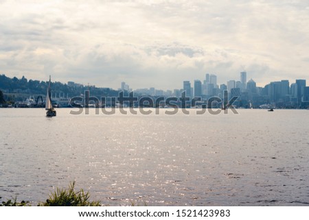 The Seattle skyline seen from Gas Works Park.