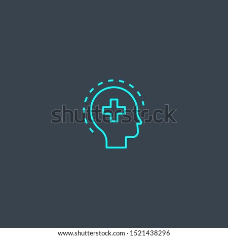 Mental health concept blue line icon. Simple thin element on dark background. Mental health concept outline symbol design. Can be used for web and mobile UI/UX