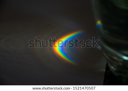 Rainbow reflection from the water on white paper