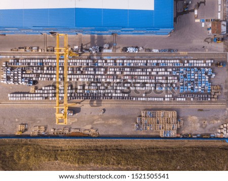 Aerial shot of warehouse termial.
