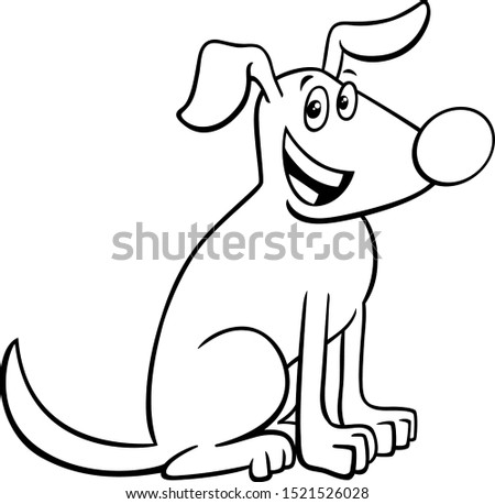 Black and White Cartoon Illustration of Funny Dog or Puppy Comic Animal Character Coloring Book Page