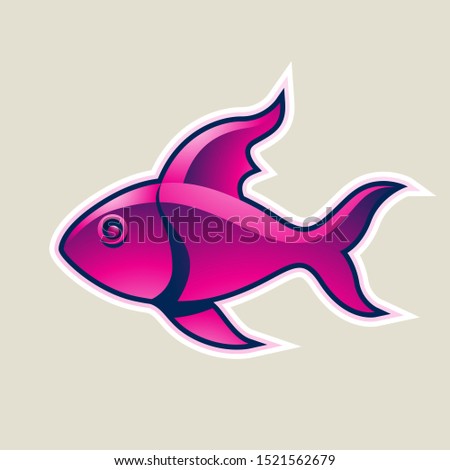 Illustration of Magenta Fish or Pisces Icon isolated on a White Background