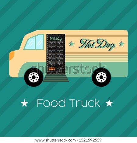 Hot dog food truck. Street food - Vector illustration