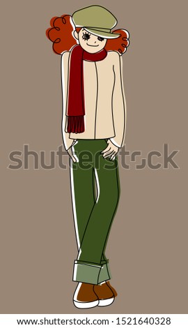 Illustration of a girl dressed in autumn clothes