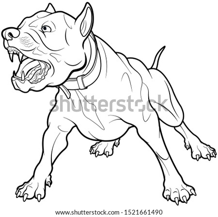 Illustration of barking dog. Coloring page