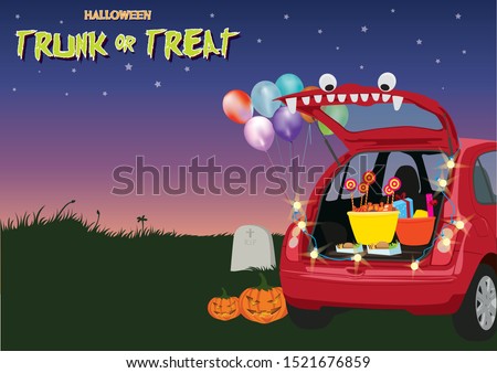 Trunk or Treat Halloween illustration graphic vector Royalty-Free Stock Photo #1521676859
