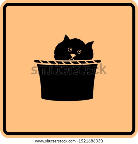 kitten inside a basket vector sign
