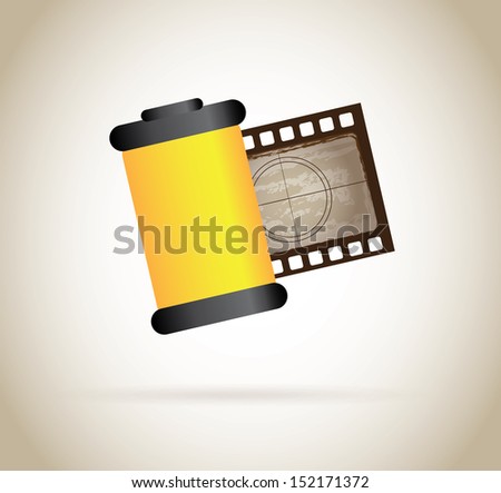 roll photographic over beige background vector illustration