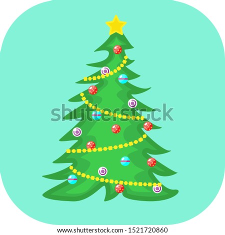 Minimalist colorful Christmas tree on a colored background.
Ideal for icons, medals or badges.