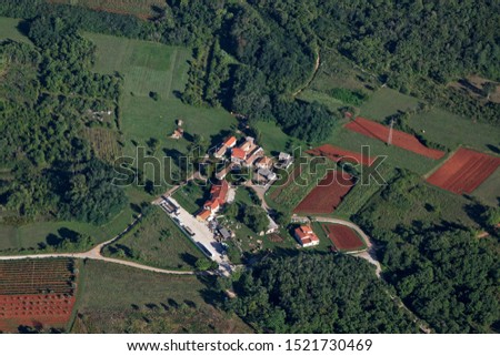 Aerial view of the countryside in Istra, Croatia