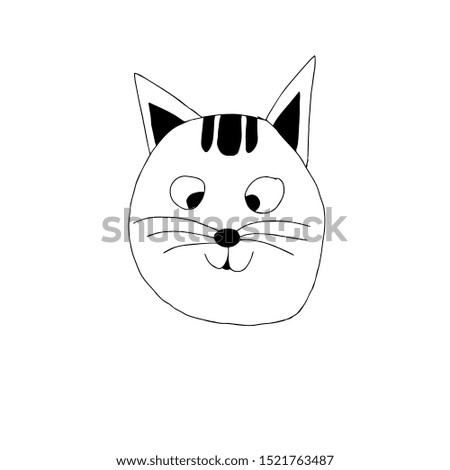 vector doodle the cat smiling happily