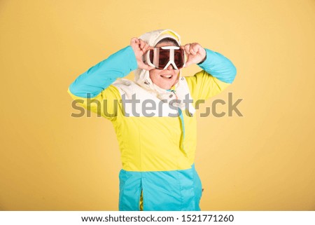 woman doing ski and snowboarding gestures isolated