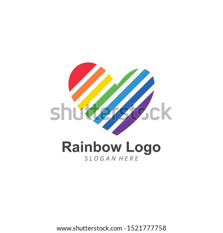 Rainbow heart love symbol icon with colorful