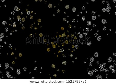 Dark Orange vector background with cuisine gourmet. Colorful decorative design of snacks in doodle style. Pattern for ads of breakfast, lunch, dinner.