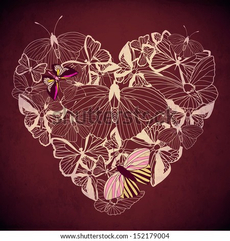 Abstract heart butterfly vector.
