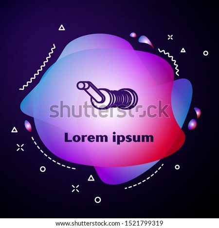 Purple line Spinning reel for fishing icon isolated on dark blue background. Fishing coil. Fishing tackle. Abstract banner with liquid shapes. Vector Illustration