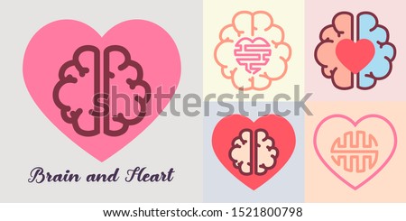 Heart and brain, Emotions and logic concept.
