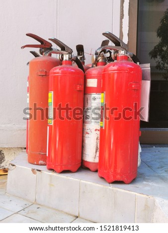 Fire water hoses and fire extinguisher equipment.
