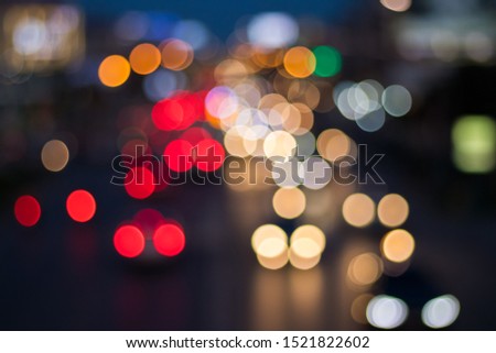 colorful bokeh light of road in the night; use as abstract background,