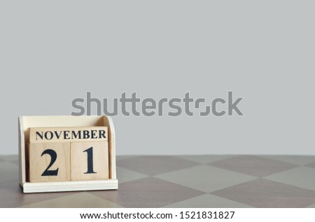 Empty Background with number cube on the table, November 21.