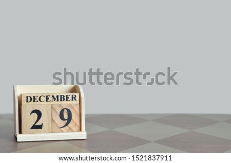 Empty Background with number cube on the table, December 29.