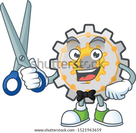 Barber gear machine cartoon character mascot style