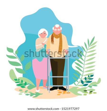 Grandmother and grandfather cartoon design, Old person grandparents avatar senior and adult theme Vector illustration