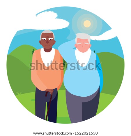 Grandfathers cartoons design, Old person grandparents man avatar senior and adult theme Vector illustration