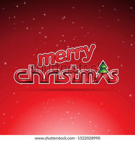 Illustration of Red Glossy Merry Christmas Text Design
