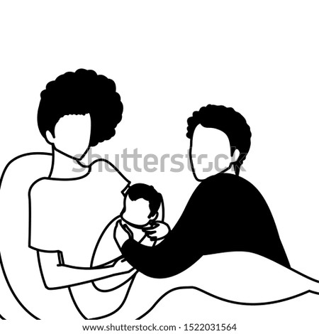 Mother and father with baby design, Child newborn childhood kid innocence and little theme Vector illustration