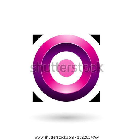 Illustration of Magenta Glossy Circle in a Square isolated on a white background