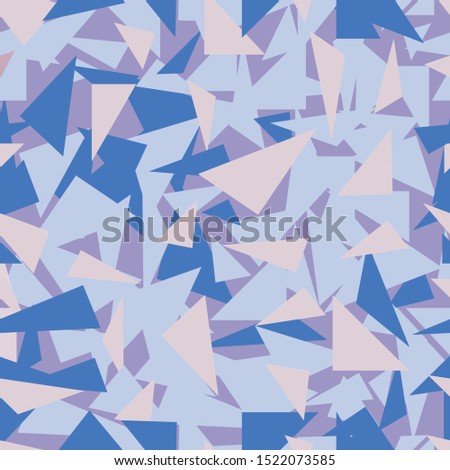 Triangle background. Seamless pattern. Geometric abstract texture. Blue soft pastel colors. Polygonal mosaic style. Vector illustration.