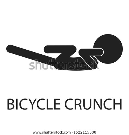 Bicycle crunch exercise vector pictogram, isolated simple icon.