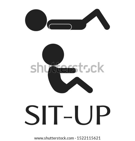 Sit up exercise vector pictogram, isolated simple icon.