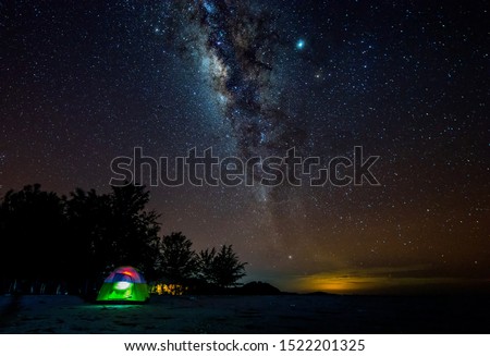 Abstract starry night sky with Milky Way Galaxy and space dusts for background purpose.