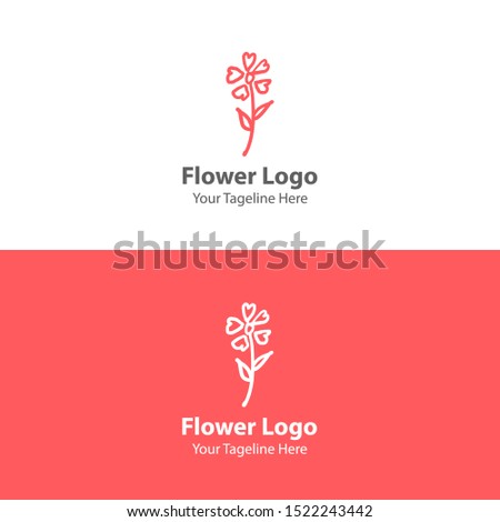 Hand Drawn Floral Logo Element. Modern Flower Logo. Flat Flower Logo.