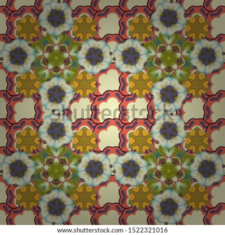 Trendy print in vintge style. Exquisite pattern with flowers, watercolor effect. Seamless pattern with flowers in blue, brown and green colors. Beautiful vector pattern for decoration and design.
