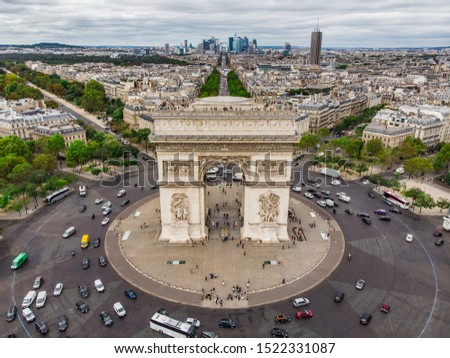Paris Triumphal arch from air Royalty-Free Stock Photo #1522331087